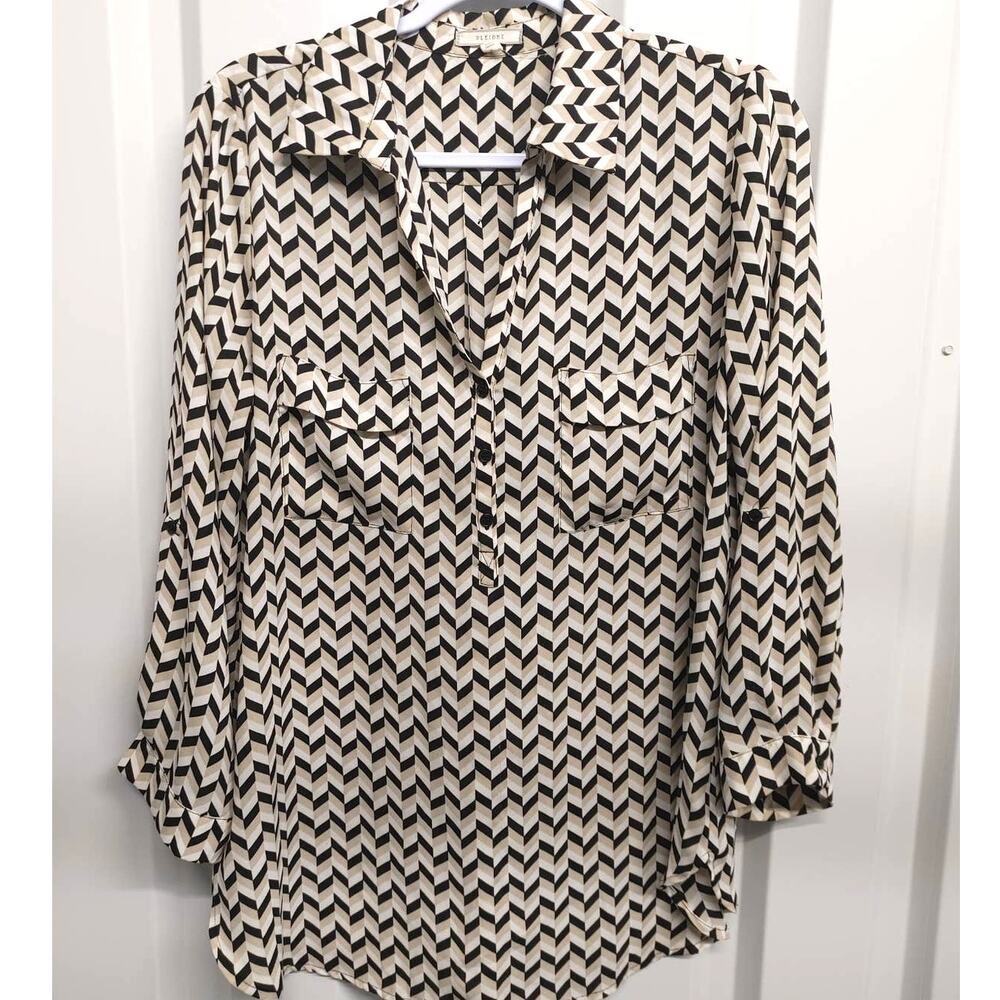 Anthropologie Pleione Chevron Button Up Long Sleeve Medium
